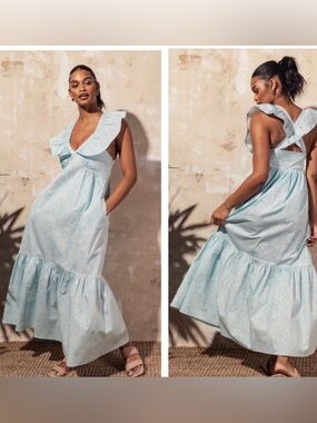 NWT MOTT50 Serena Ruffle Maxi Dress